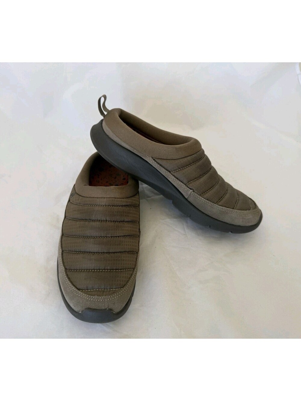 Revitalign Teton Orthotic Quilted Mules Size 9B Brown Nylon/Suede Uppers